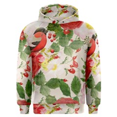 Christmas Bird Floral Berry Men s Overhead Hoodie