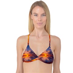 Sunset Dawn Sea Sun Nature Reversible Tri Bikini Top by Pakrebo