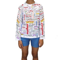 Writing Author Motivation Words Kids  Long Sleeve Swimwear by Pakrebo