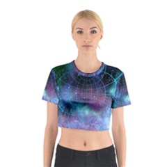 Network Earth Block Chain Globe Cotton Crop Top by Pakrebo