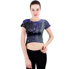 Winter Wonderland Night Snow Crew Neck Crop Top by Pakrebo