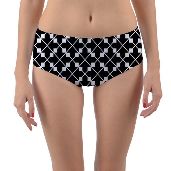 Abstract Background Arrow Reversible Mid-Waist Bikini Bottoms