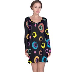 Abstract Background Retro 60s 70s Long Sleeve Nightdress