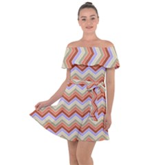 Background Chevron Pattern Design Off Shoulder Velour Dress