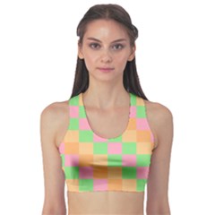 Checkerboard Pastel Squares Sports Bra by Pakrebo