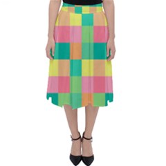 Checkerboard Pastel Squares Classic Midi Skirt by Pakrebo