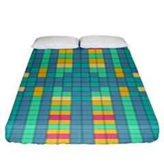 Checkerboard Squares Abstract Fitted Sheet (king Size) by Pakrebo