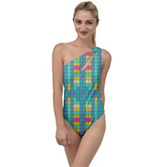 Checkerboard Squares Abstract To One Side Swimsuit