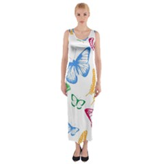 Butterfly Butterflies Vintage Fitted Maxi Dress