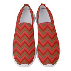 Background Retro Red Zigzag Women s Slip On Sneakers by Pakrebo