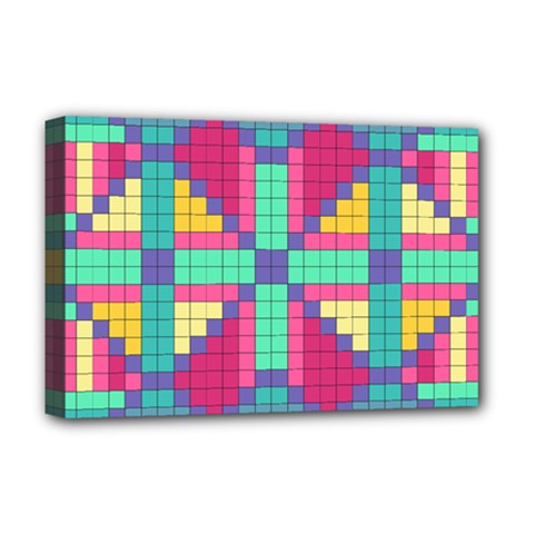 Checkerboard Squares Abstract Deluxe Canvas 18  X 12  (stretched) by Pakrebo