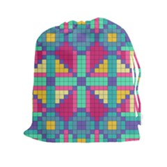 Checkerboard Squares Abstract Drawstring Pouch (xxl) by Pakrebo