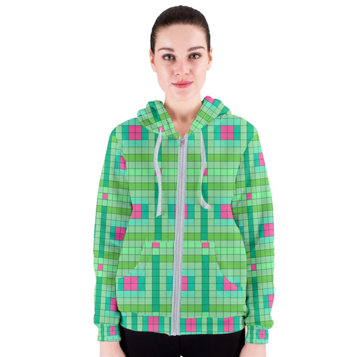 Checkerboard Squares Abstract Women s Zipper Hoodie