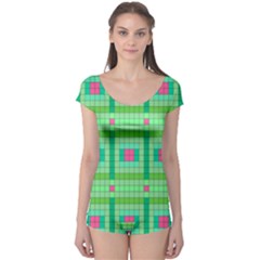 Checkerboard Squares Abstract Boyleg Leotard  by Pakrebo