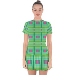 Checkerboard Squares Abstract Drop Hem Mini Chiffon Dress by Pakrebo