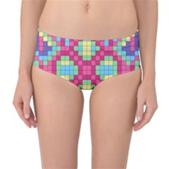 Checkerboard Squares Abstract Mid-waist Bikini Bottoms by Pakrebo