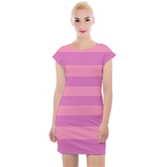 Pink Stripes Striped Design Pattern Cap Sleeve Bodycon Dress by Pakrebo