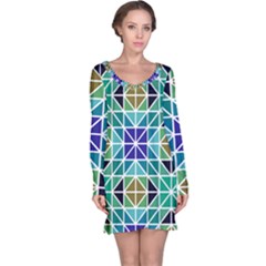 Mosaic Triangle Symmetry Long Sleeve Nightdress