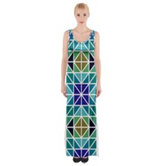 Mosaic Triangle Symmetry Maxi Thigh Split Dress by Pakrebo