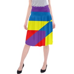 Colorful Red Yellow Blue Purple Midi Beach Skirt