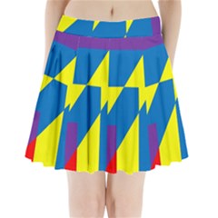 Colorful Red Yellow Blue Purple Pleated Mini Skirt by Pakrebo