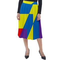 Colorful Red Yellow Blue Purple Classic Velour Midi Skirt  by Pakrebo