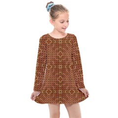 Mosaic Triangle Symmetry Kids  Long Sleeve Dress by Pakrebo