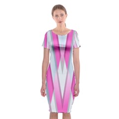Geometric 3d Design Pattern Pink Classic Short Sleeve Midi Dress by Pakrebo