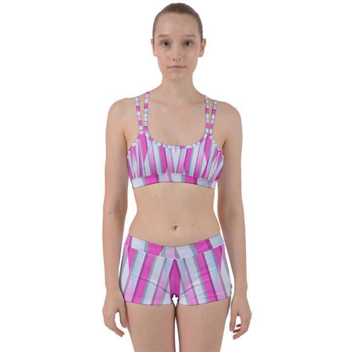 Geometric 3d Design Pattern Pink Perfect Fit Gym Set