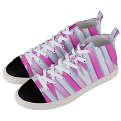Geometric 3d Design Pattern Pink Men s Mid-top Canvas Sneakers