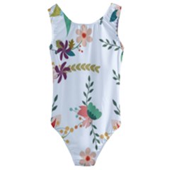 Floral Backdrop Pattern Flower Kids  Cut-out Back One Piece Swimsuit by Pakrebo