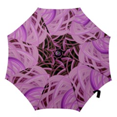 Purple Fractal Artwork Feather Hook Handle Umbrellas (large) by Pakrebo