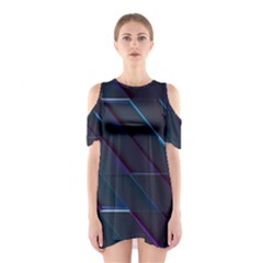 Glass Scifi Violet Ultraviolet Shoulder Cutout One Piece Dress by Pakrebo