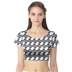 Pattern Monochrome Repeat Short Sleeve Crop Top by Pakrebo