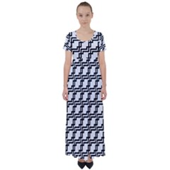 Pattern Monochrome Repeat High Waist Short Sleeve Maxi Dress by Pakrebo