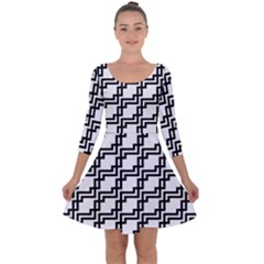 Pattern Monochrome Repeat Quarter Sleeve Skater Dress