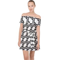 Pattern Monochrome Repeat Off Shoulder Chiffon Dress by Pakrebo