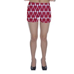 Hearts Pattern Seamless Red Love Skinny Shorts by Pakrebo