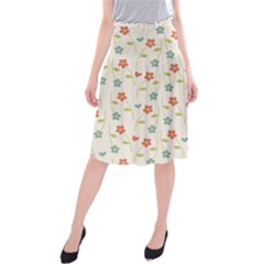 Floral Pattern Wallpaper Retro Midi Beach Skirt by Pakrebo
