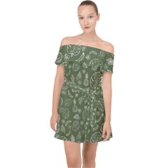 Tropical Pattern Off Shoulder Chiffon Dress by Valentinaart
