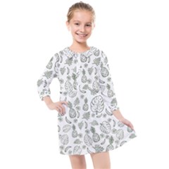 Tropical Pattern Kids  Quarter Sleeve Shirt Dress by Valentinaart