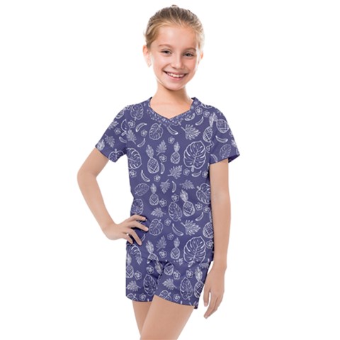 Tropical Pattern Kids  Mesh Tee And Shorts Set by Valentinaart