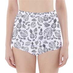 Tropical Pattern High-waisted Bikini Bottoms