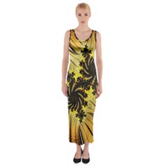 Fractal Art Colorful Pattern Fitted Maxi Dress