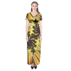 Fractal Art Colorful Pattern Short Sleeve Maxi Dress