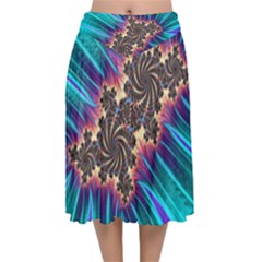 Fractal Mandelbrot Mathematical Velvet Flared Midi Skirt by Pakrebo