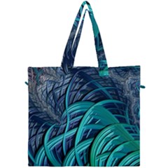 Oceanic Fractal Turquoise Blue Canvas Travel Bag by Pakrebo