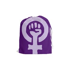 Logo Of Feminist Party Of Spain Drawstring Pouch (medium) by abbeyz71