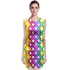 Rainbow Colors Chevron Design Sleeveless Velvet Midi Dress by Pakrebo