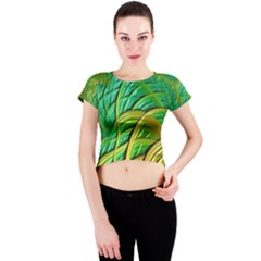 Patterns Green Yellow String Crew Neck Crop Top by Pakrebo